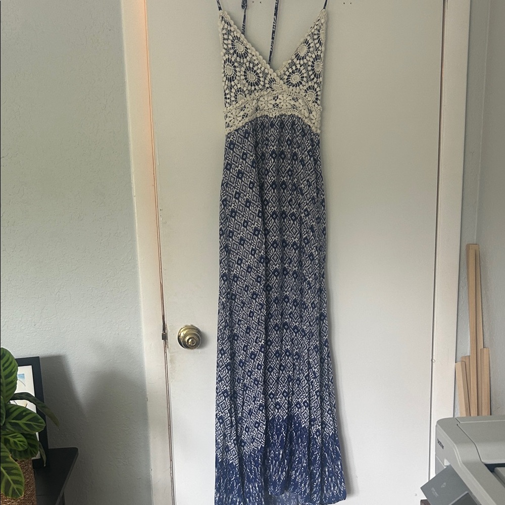 Double Zero Blue and White Maxi Dress